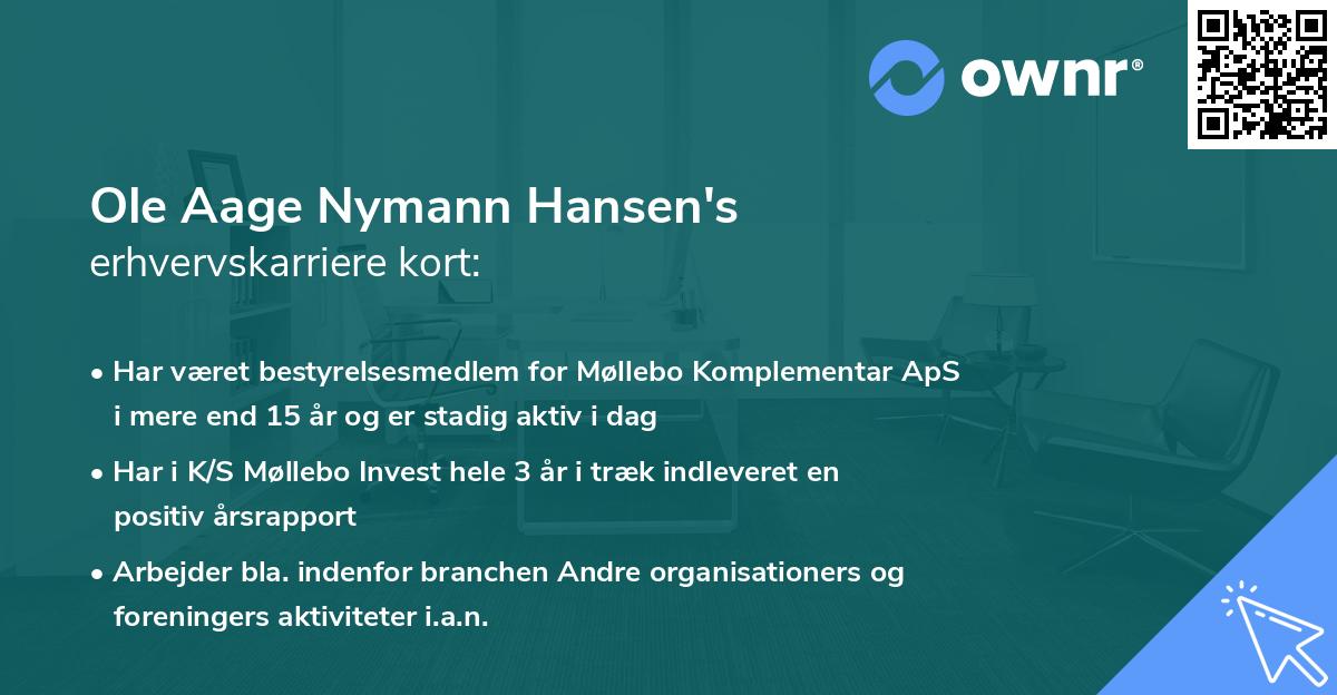 Ole Aage Nymann Hansen's erhvervskarriere kort