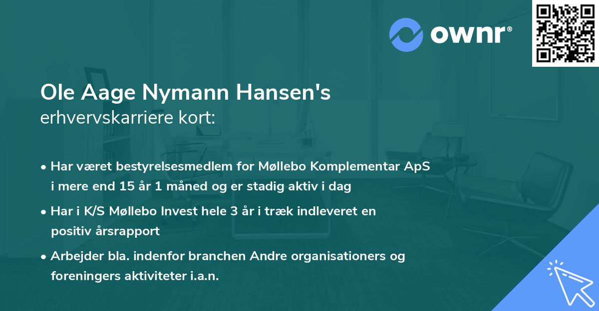 Ole Aage Nymann Hansen's erhvervskarriere kort