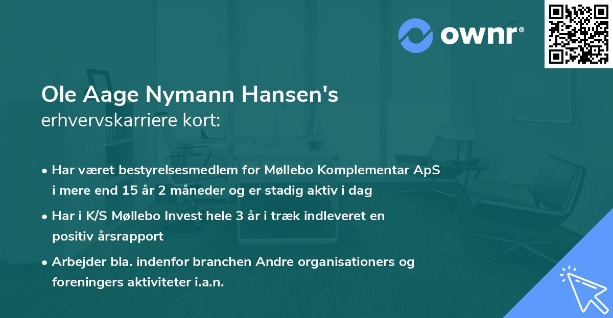 Ole Aage Nymann Hansen's erhvervskarriere kort