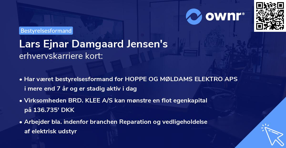Lars Ejnar Damgaard Jensen's erhvervskarriere kort