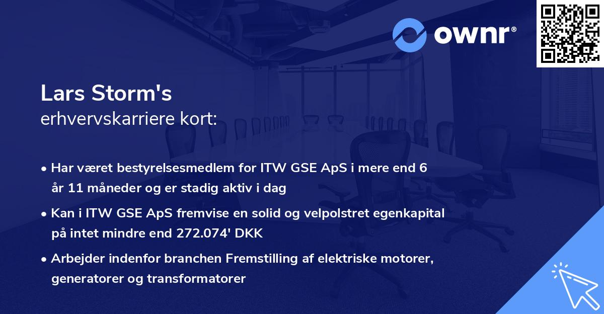 Lars Storm's erhvervskarriere kort