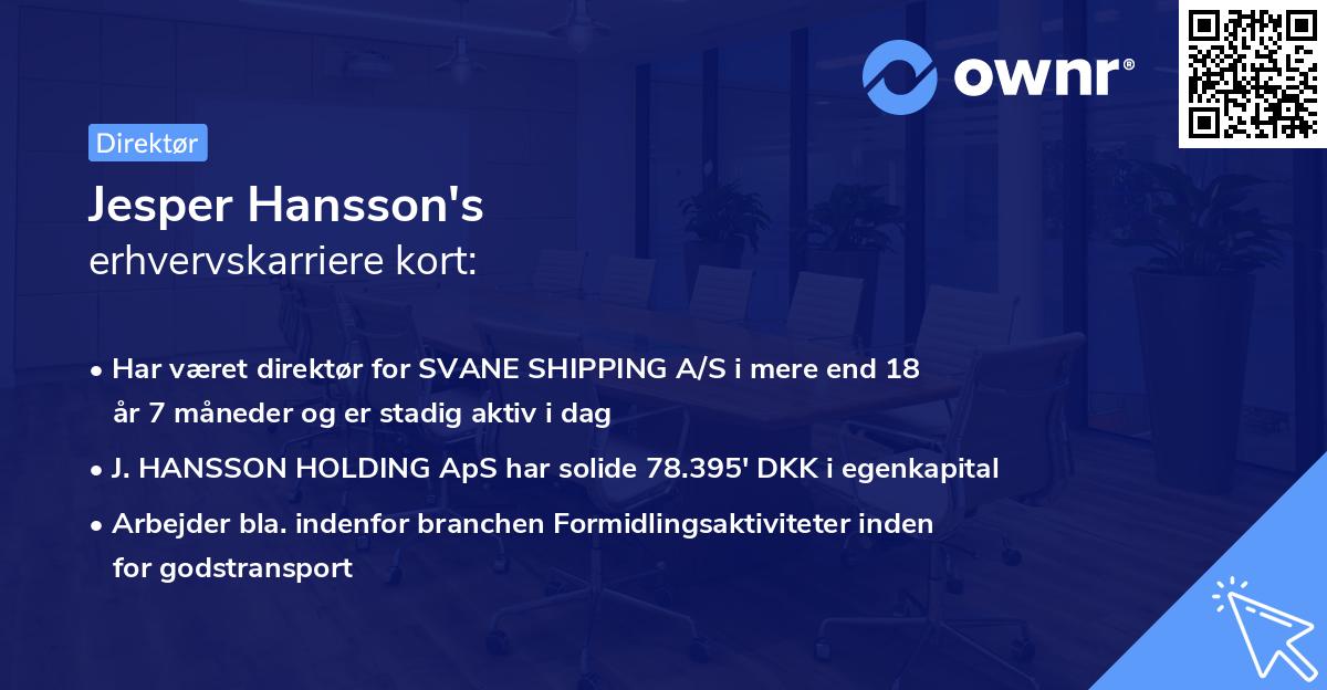 Jesper Hansson's erhvervskarriere kort