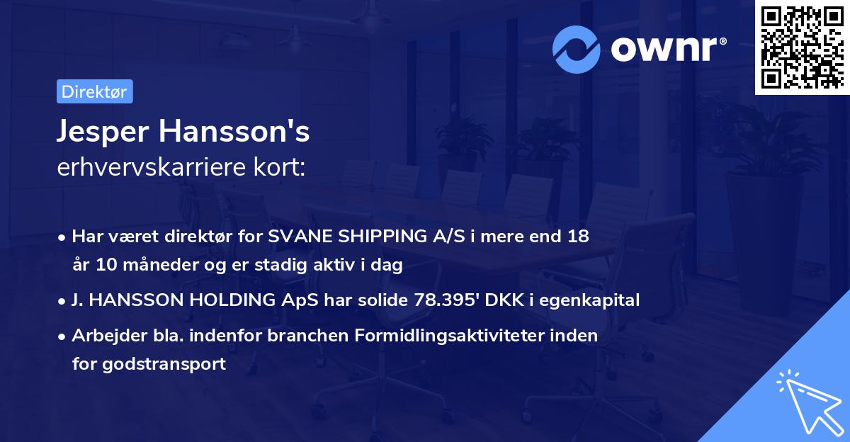 Jesper Hansson's erhvervskarriere kort