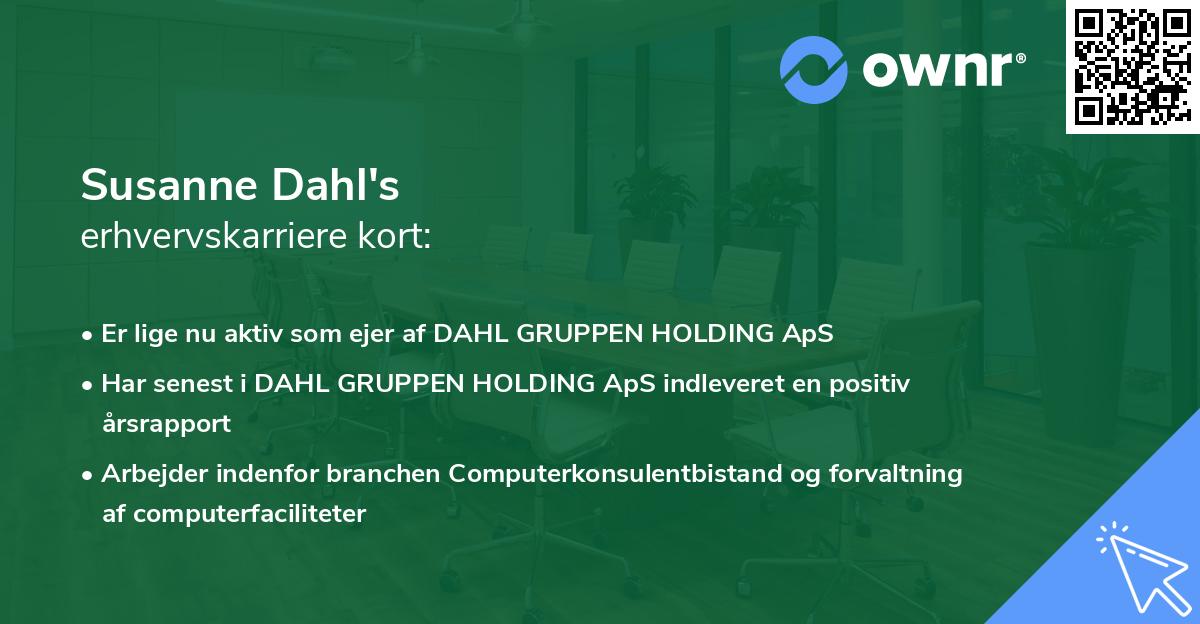 Susanne Dahl's erhvervskarriere kort