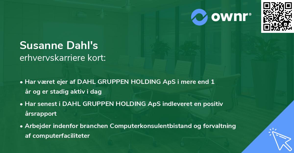 Susanne Dahl's erhvervskarriere kort