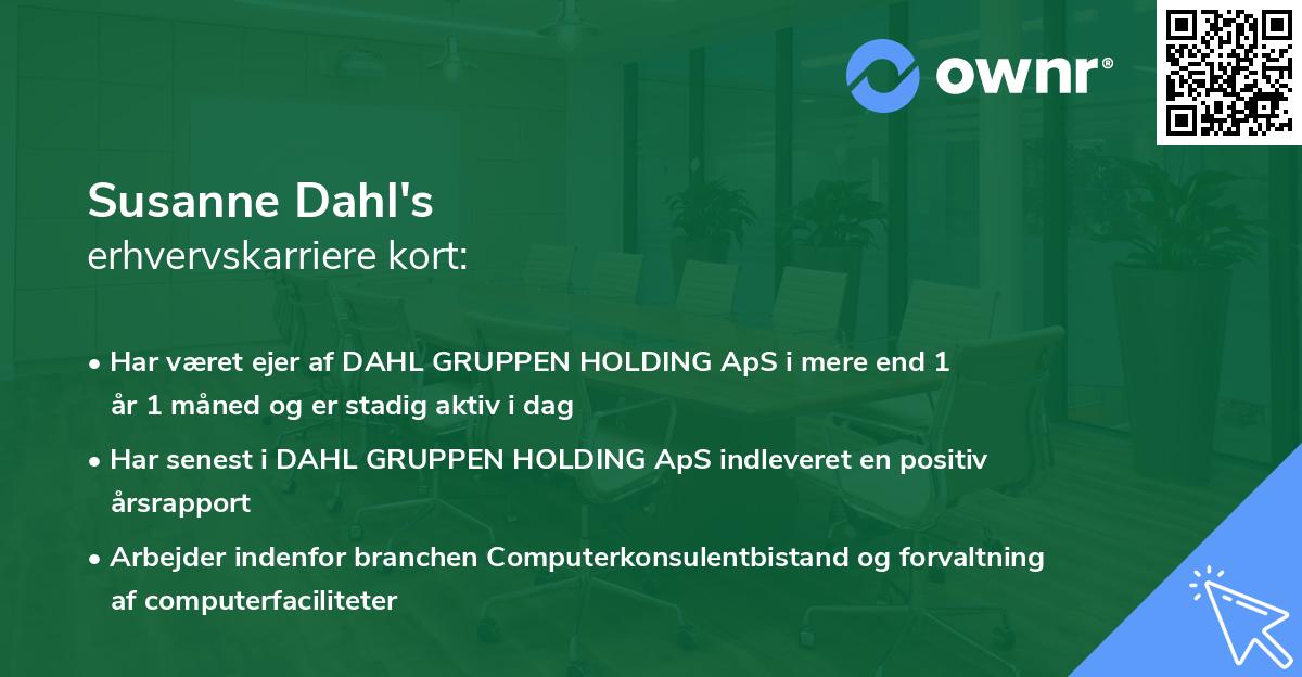 Susanne Dahl's erhvervskarriere kort