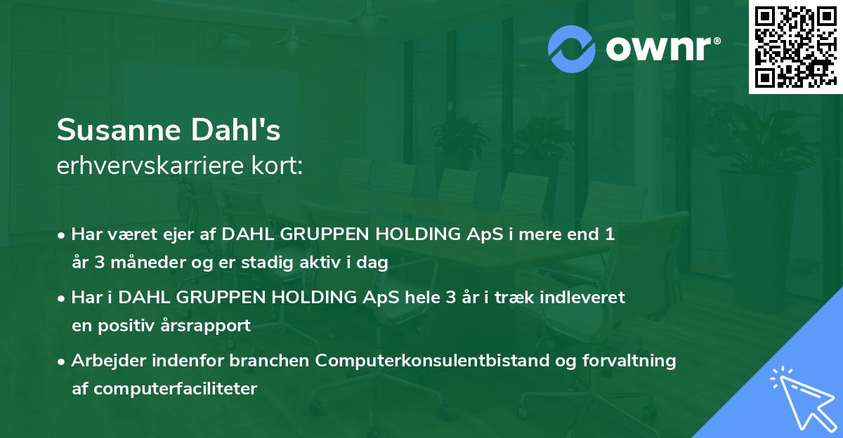 Susanne Dahl's erhvervskarriere kort