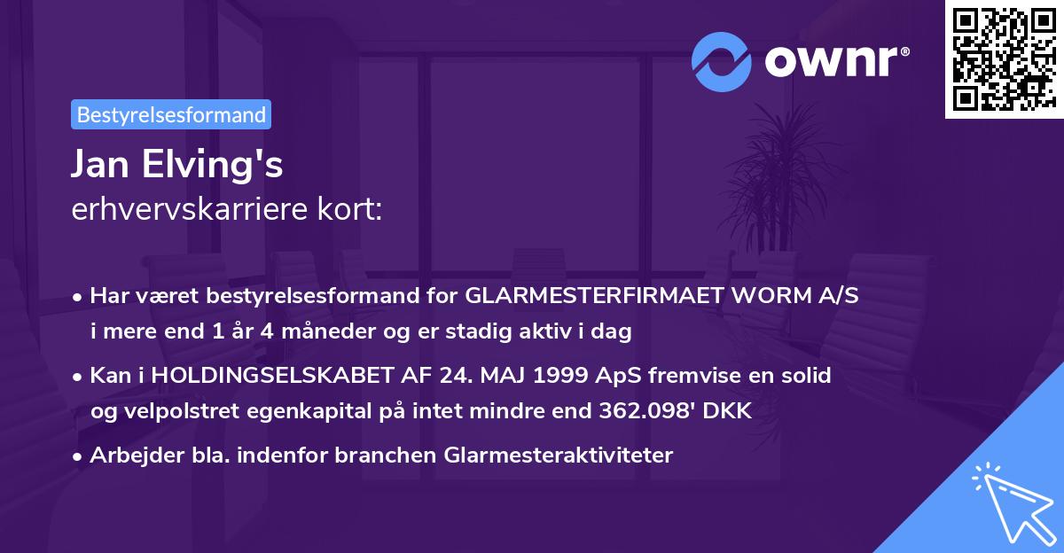 Jan Elving's erhvervskarriere kort