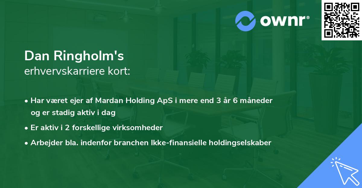 Dan Ringholm's erhvervskarriere kort