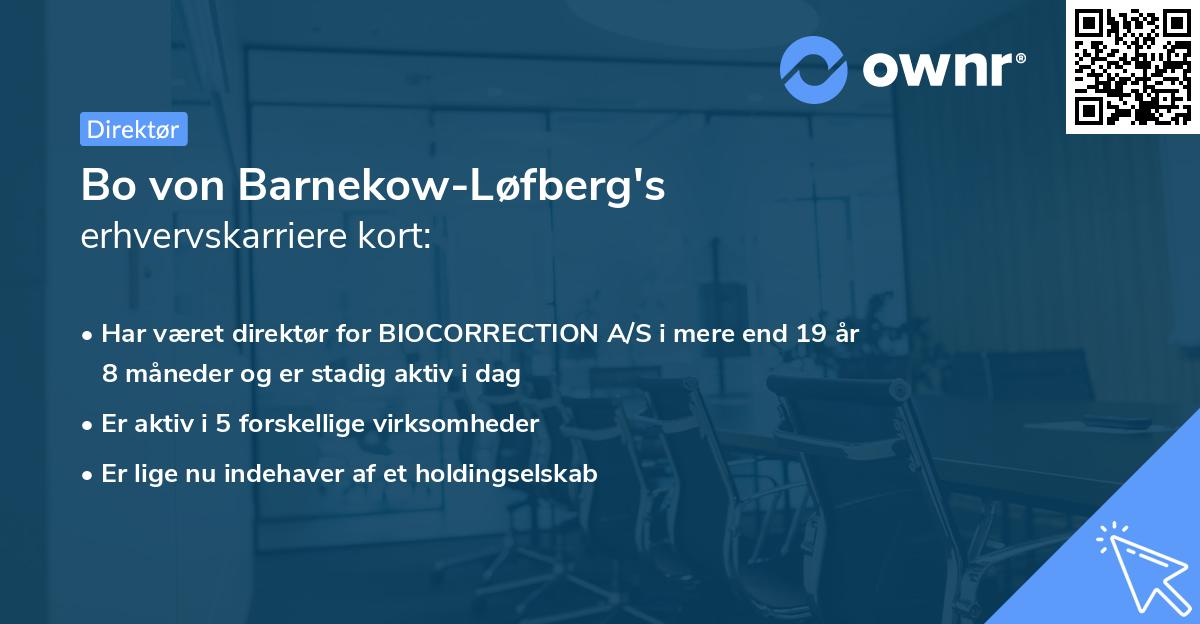 Bo von Barnekow-Løfberg's erhvervskarriere kort