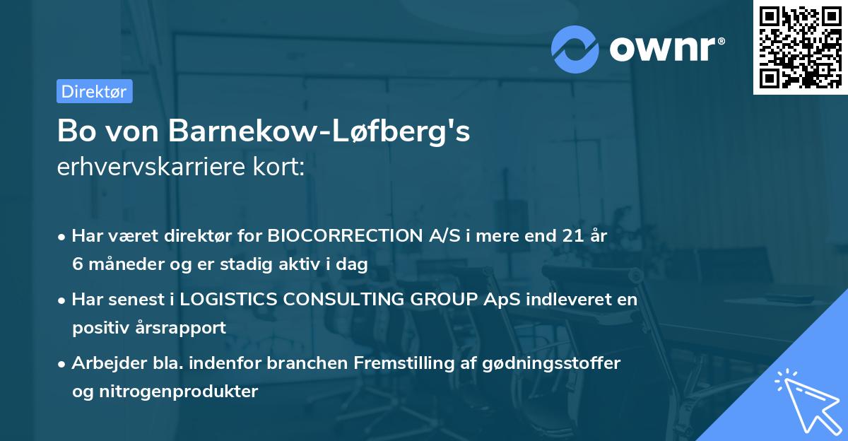 Bo von Barnekow-Løfberg's erhvervskarriere kort