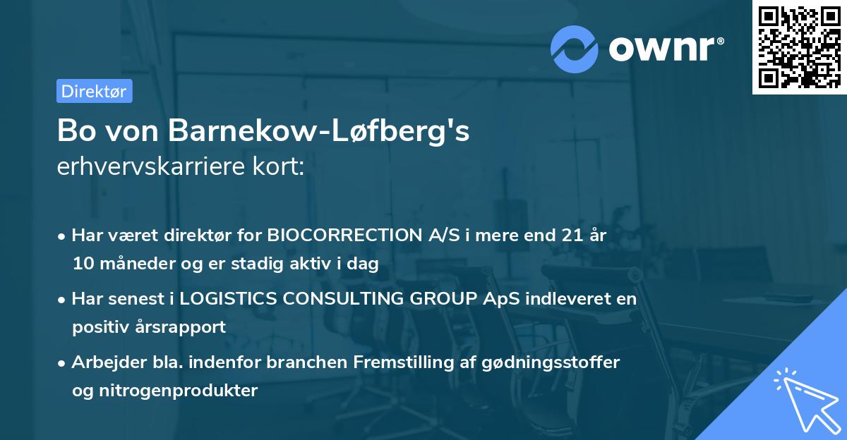 Bo von Barnekow-Løfberg's erhvervskarriere kort