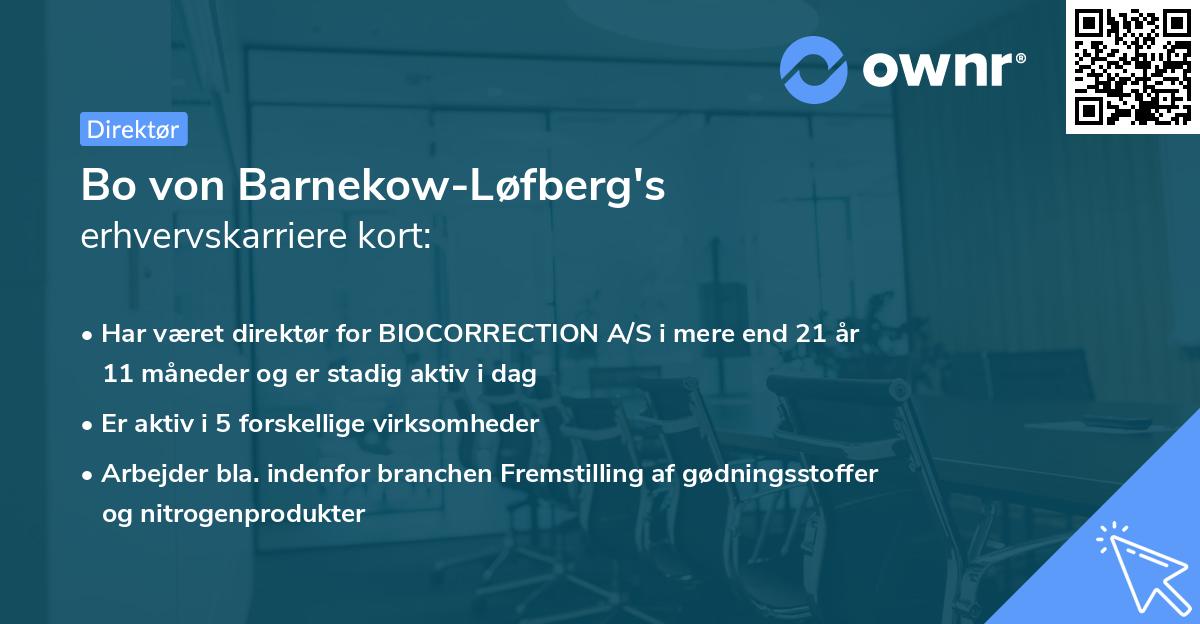 Bo von Barnekow-Løfberg's erhvervskarriere kort