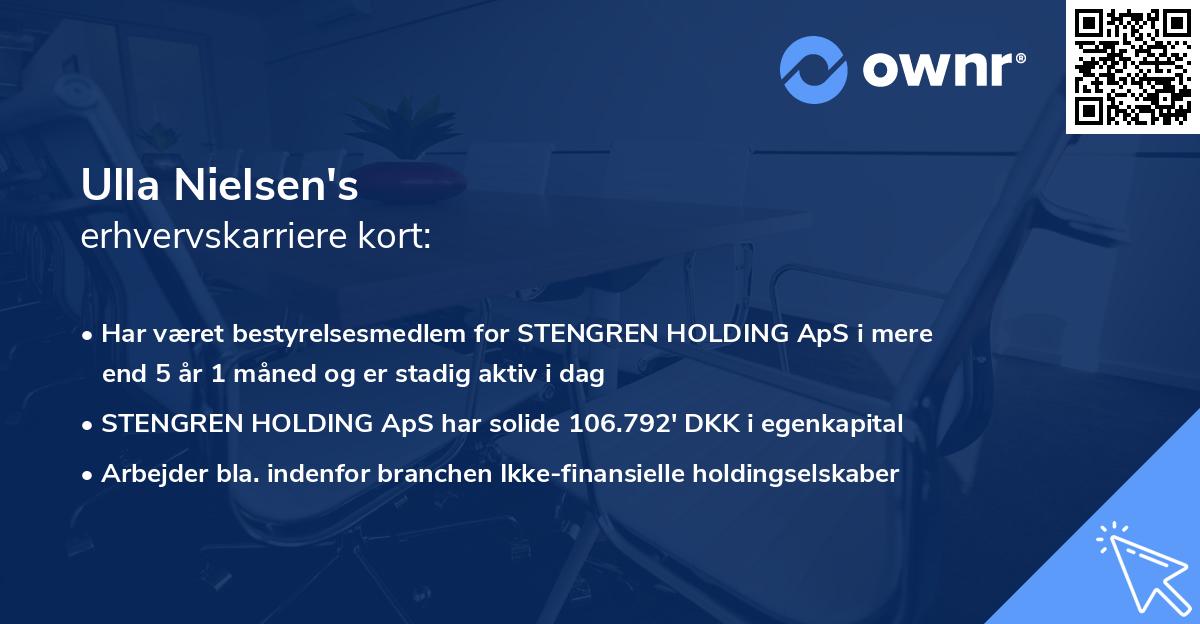 Ulla Nielsen's erhvervskarriere kort