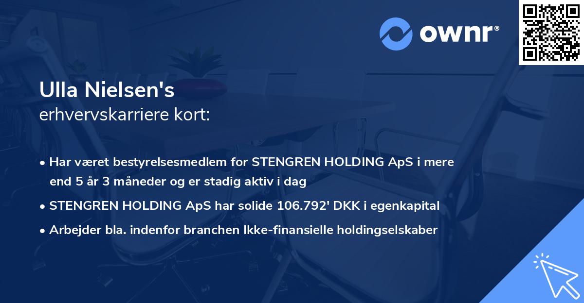 Ulla Nielsen's erhvervskarriere kort