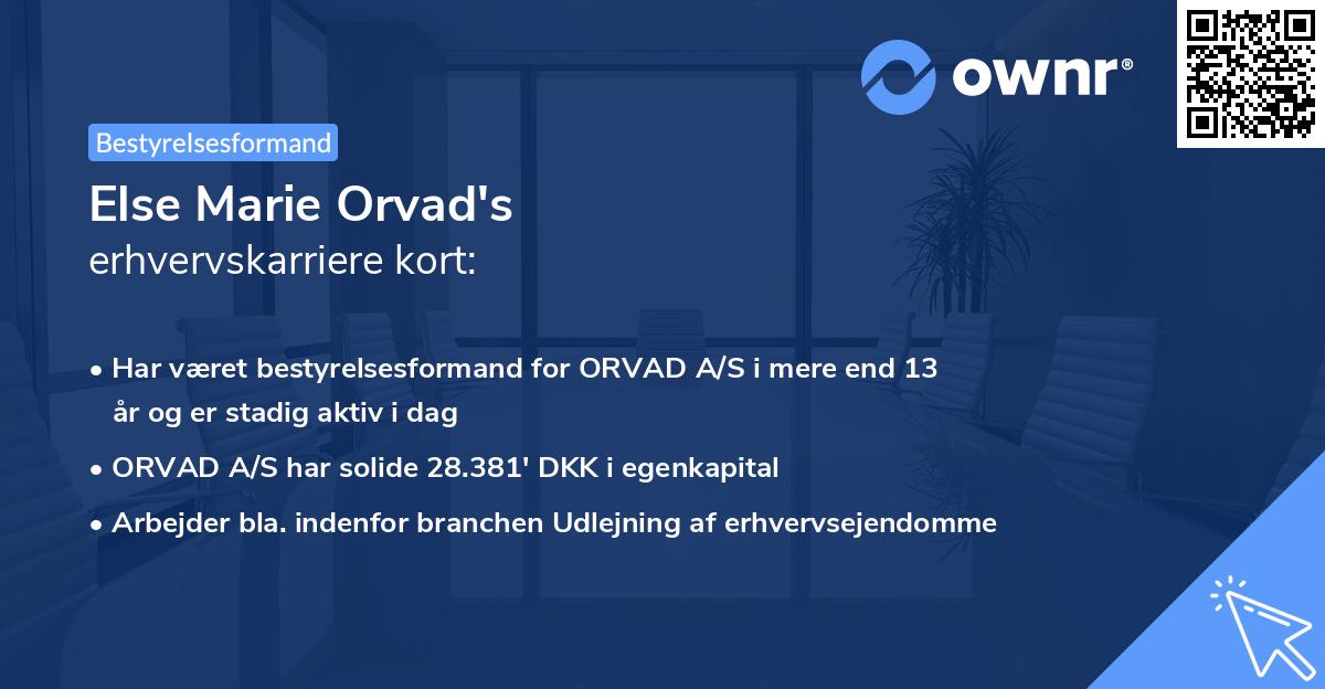 Else Marie Orvad's erhvervskarriere kort