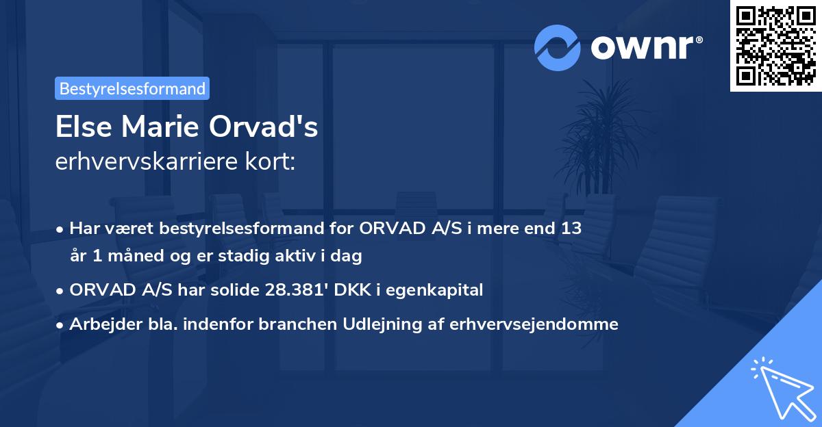 Else Marie Orvad's erhvervskarriere kort