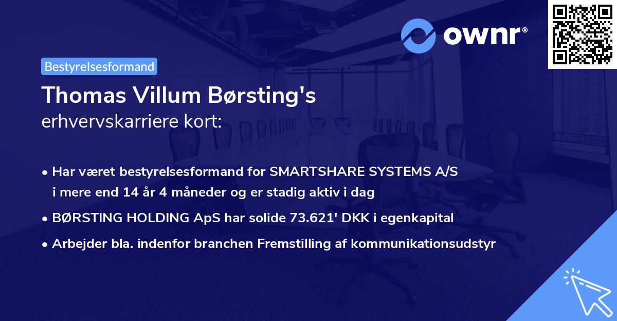 Thomas Villum Børsting's erhvervskarriere kort