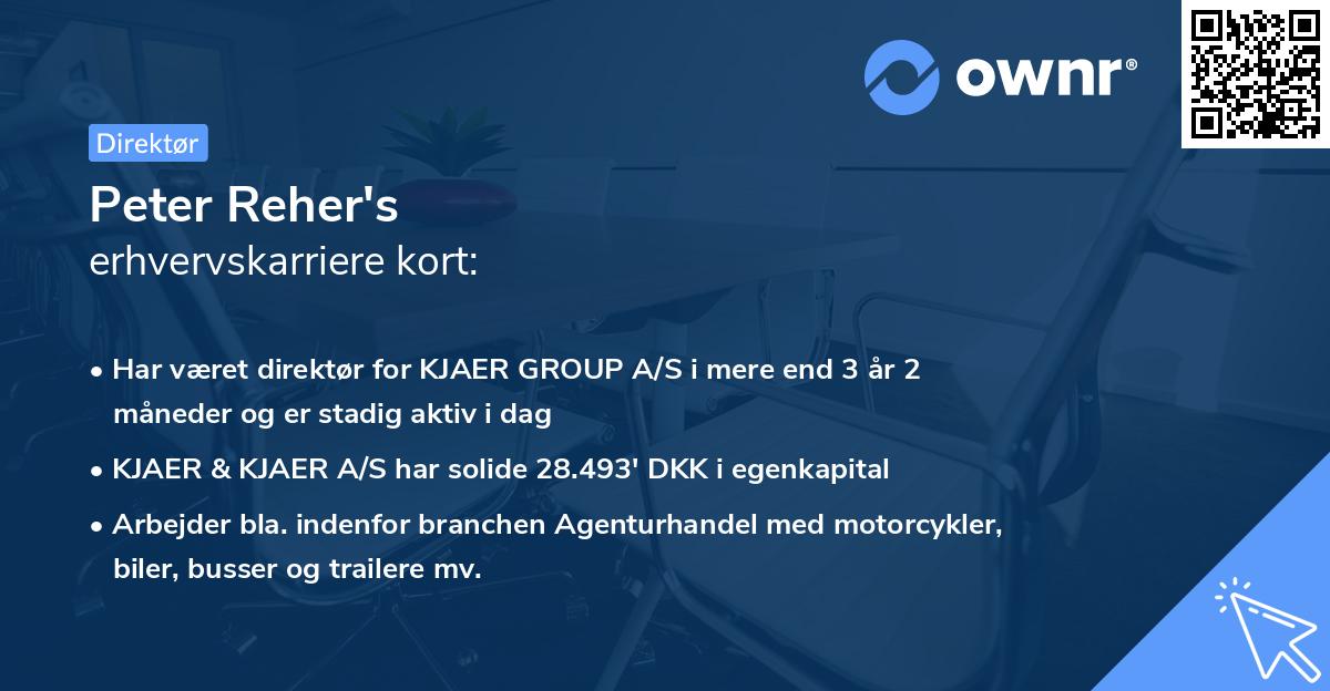 Peter Reher's erhvervskarriere kort