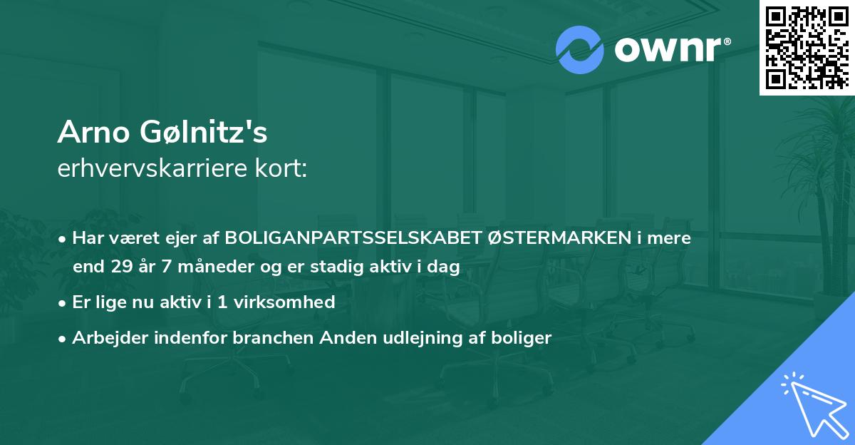 Arno Gølnitz's erhvervskarriere kort