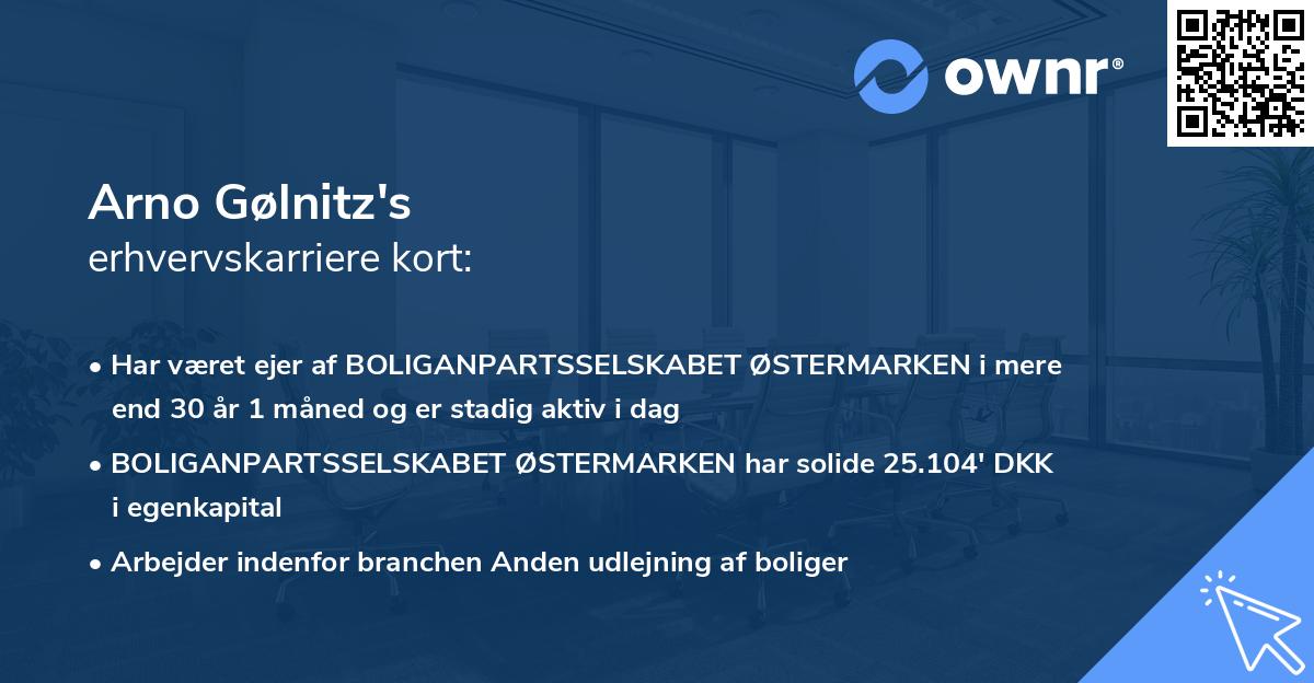 Arno Gølnitz's erhvervskarriere kort