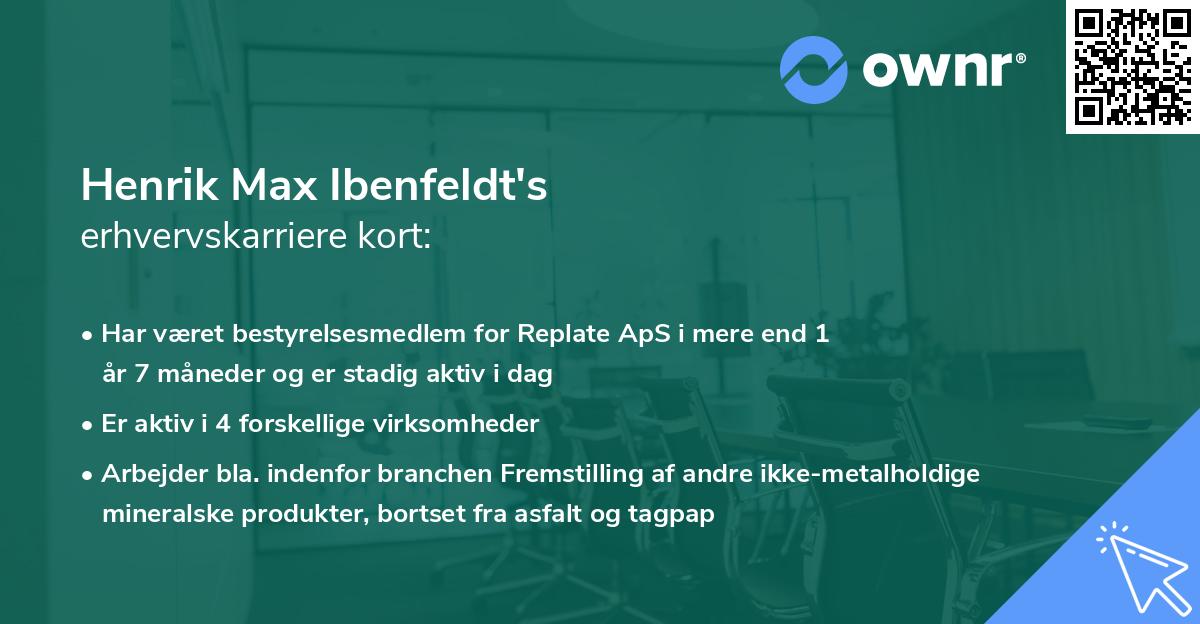 Henrik Max Ibenfeldt's erhvervskarriere kort