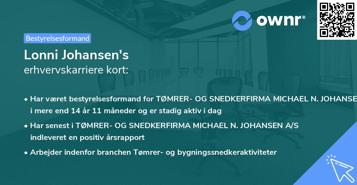 Lonni Johansen's erhvervskarriere kort