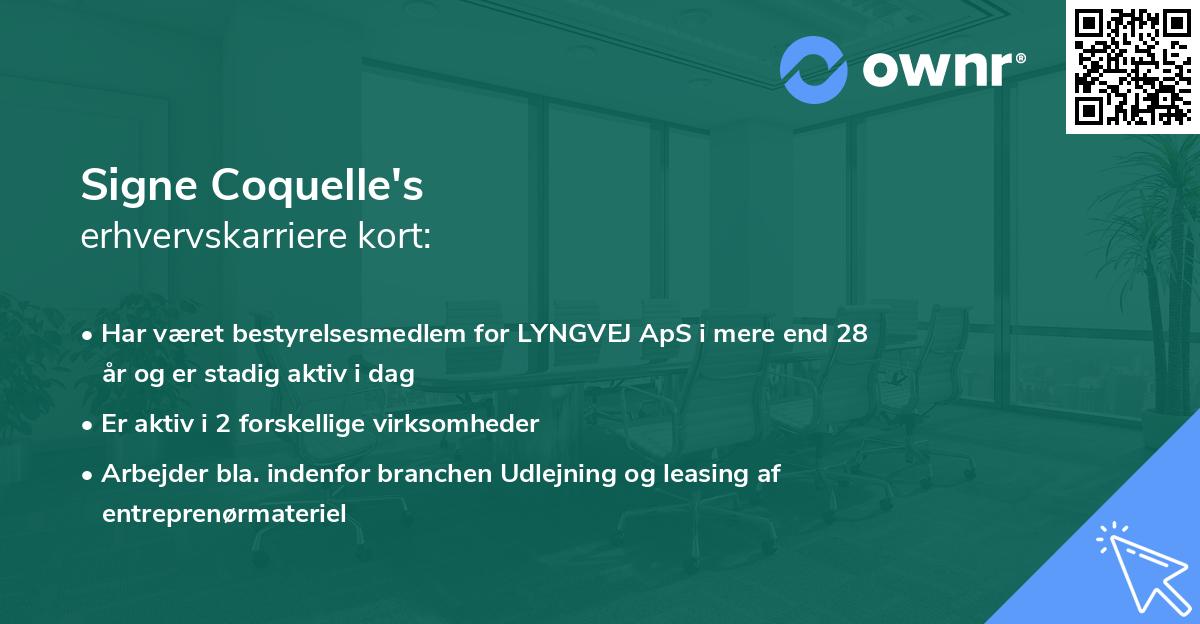 Signe Coquelle's erhvervskarriere kort