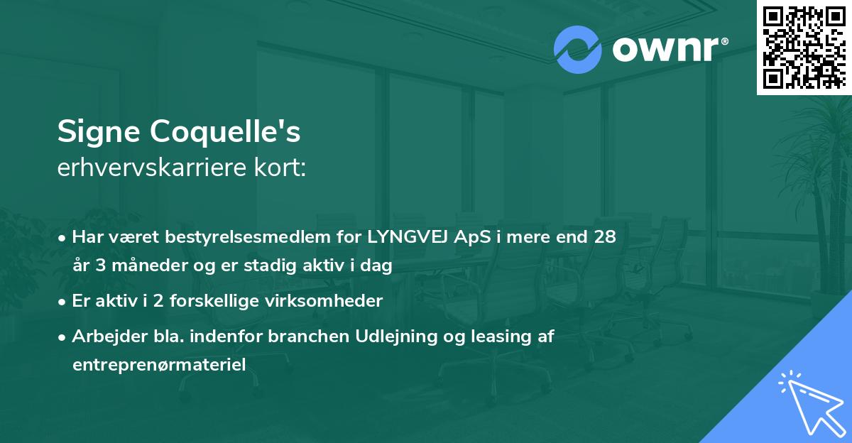 Signe Coquelle's erhvervskarriere kort