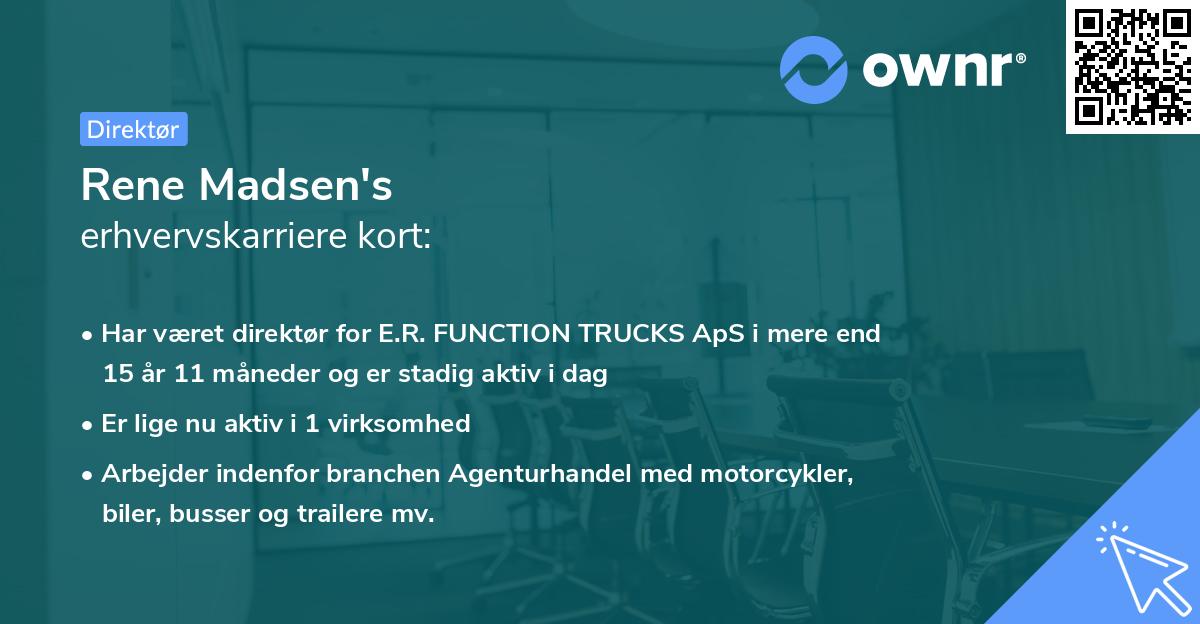 Rene Madsen's erhvervskarriere kort