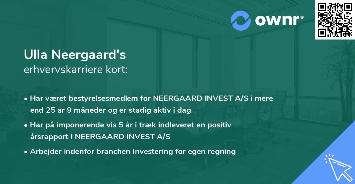 Ulla Neergaard's erhvervskarriere kort