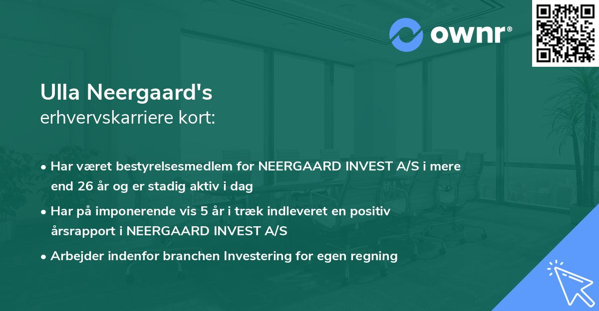 Ulla Neergaard's erhvervskarriere kort