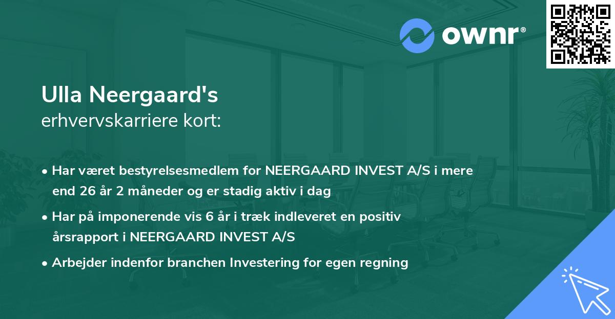 Ulla Neergaard's erhvervskarriere kort