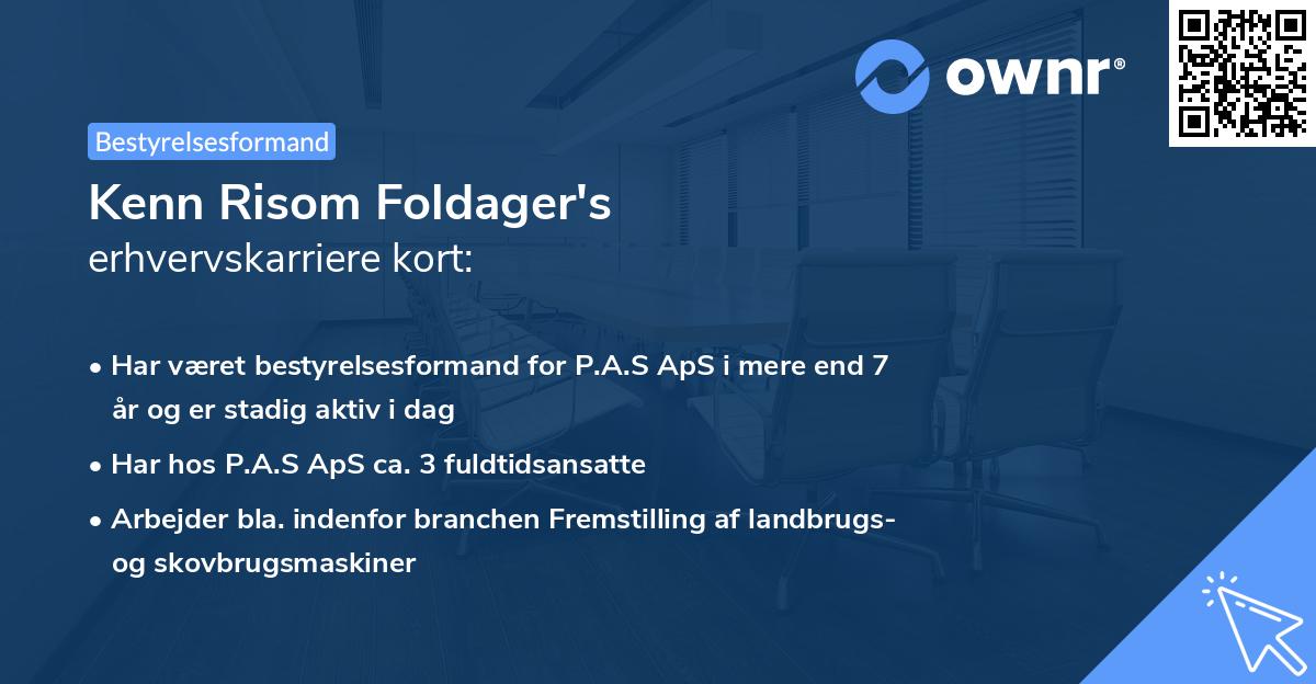 Kenn Risom Foldager's erhvervskarriere kort