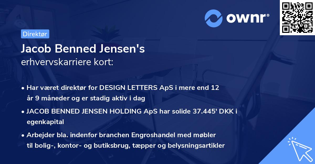 Jacob Benned Jensen's erhvervskarriere kort