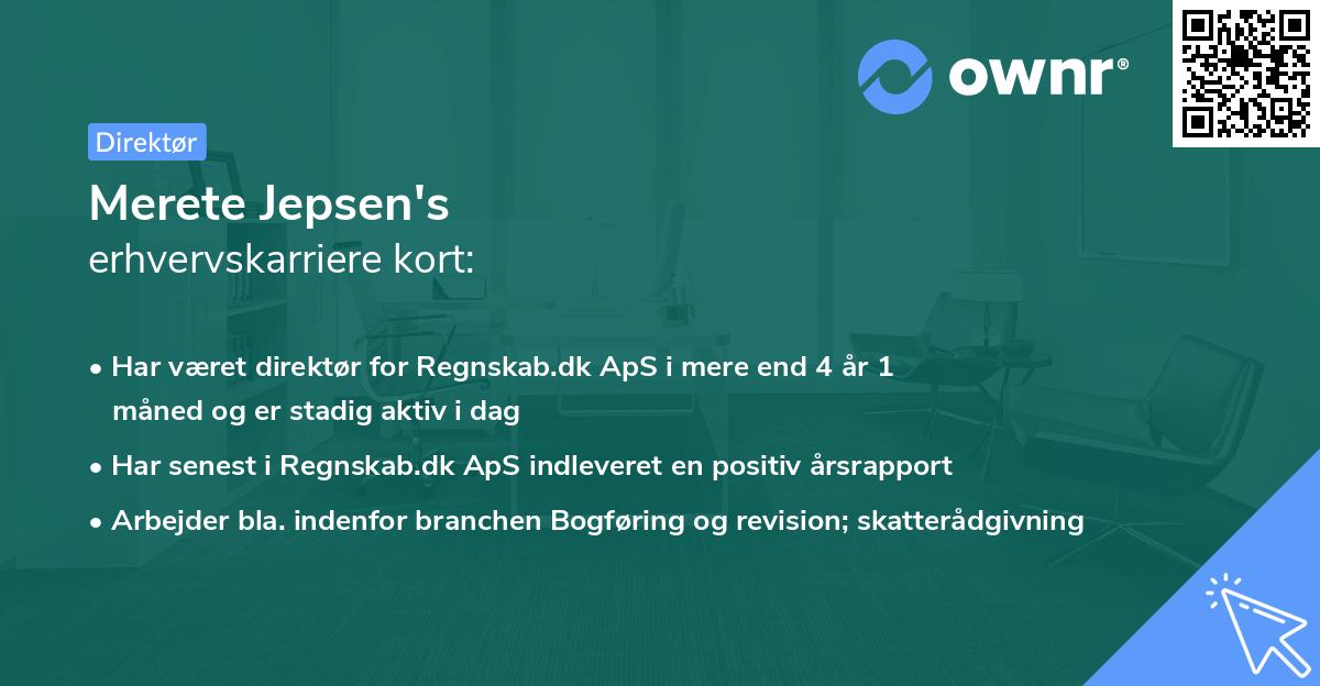 Merete Jepsen's erhvervskarriere kort