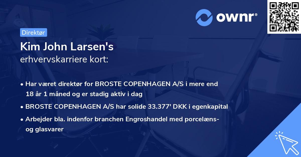 Kim John Larsen's erhvervskarriere kort
