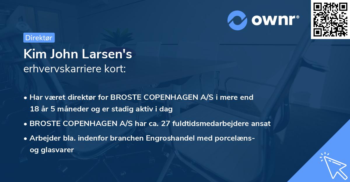 Kim John Larsen's erhvervskarriere kort