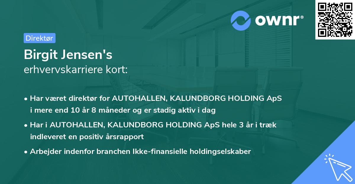 Birgit Jensen's erhvervskarriere kort