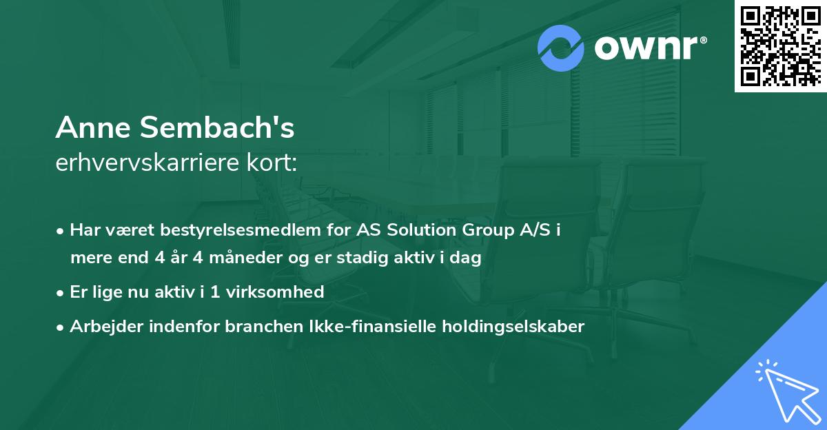 Anne Sembach's erhvervskarriere kort
