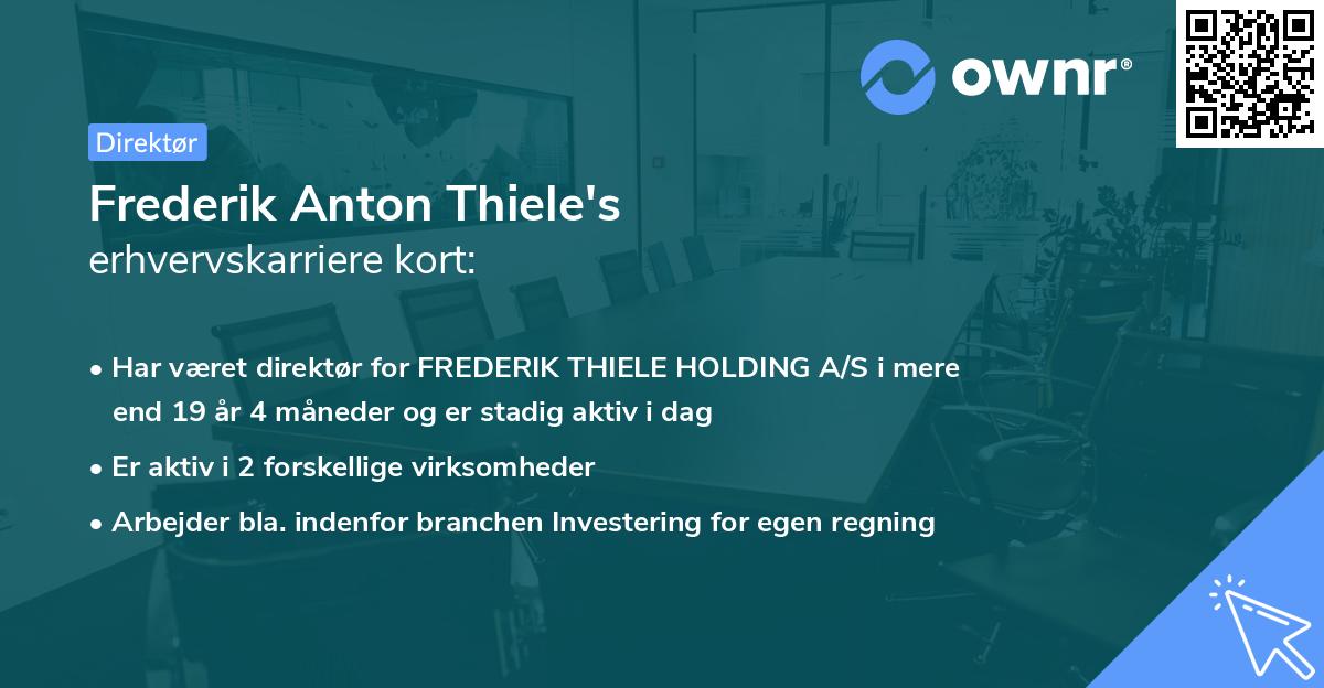 Frederik Anton Thiele's erhvervskarriere kort