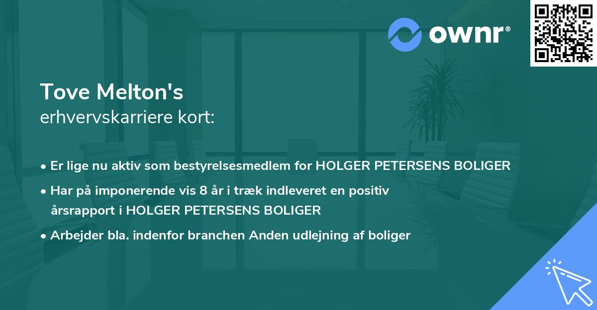 Tove Melton's erhvervskarriere kort