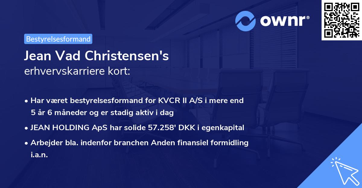Jean Vad Christensen's erhvervskarriere kort