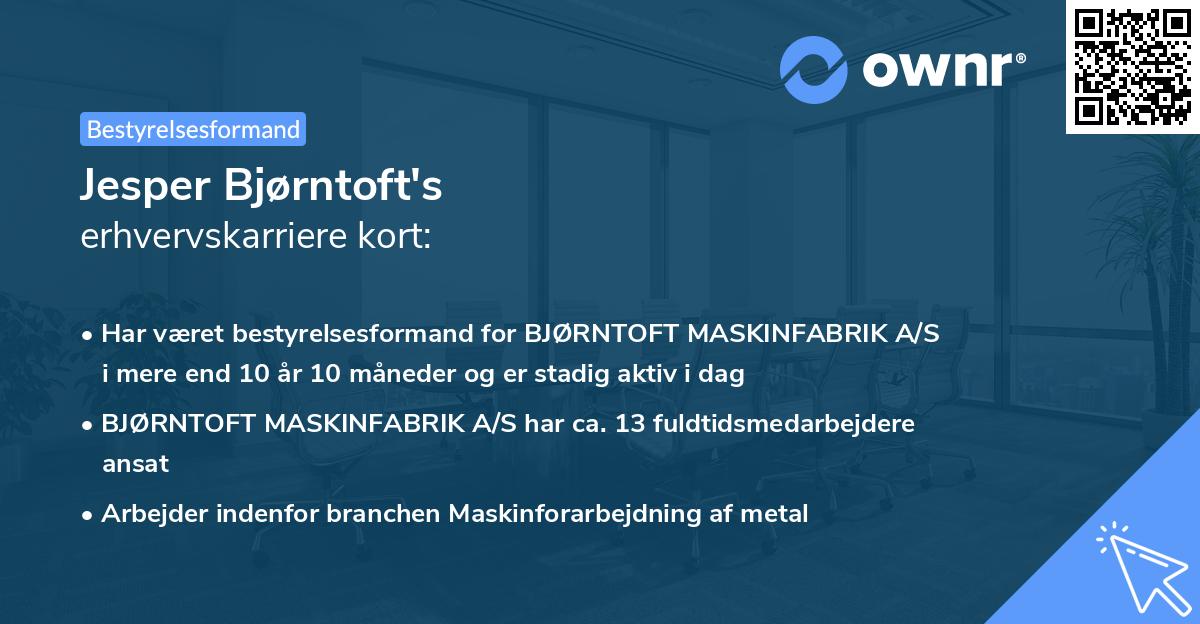 Jesper Bjørntoft's erhvervskarriere kort