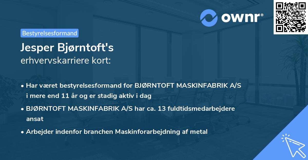 Jesper Bjørntoft's erhvervskarriere kort
