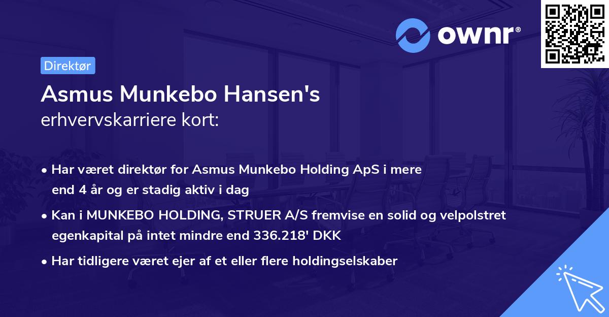 Asmus Munkebo Hansen's erhvervskarriere kort