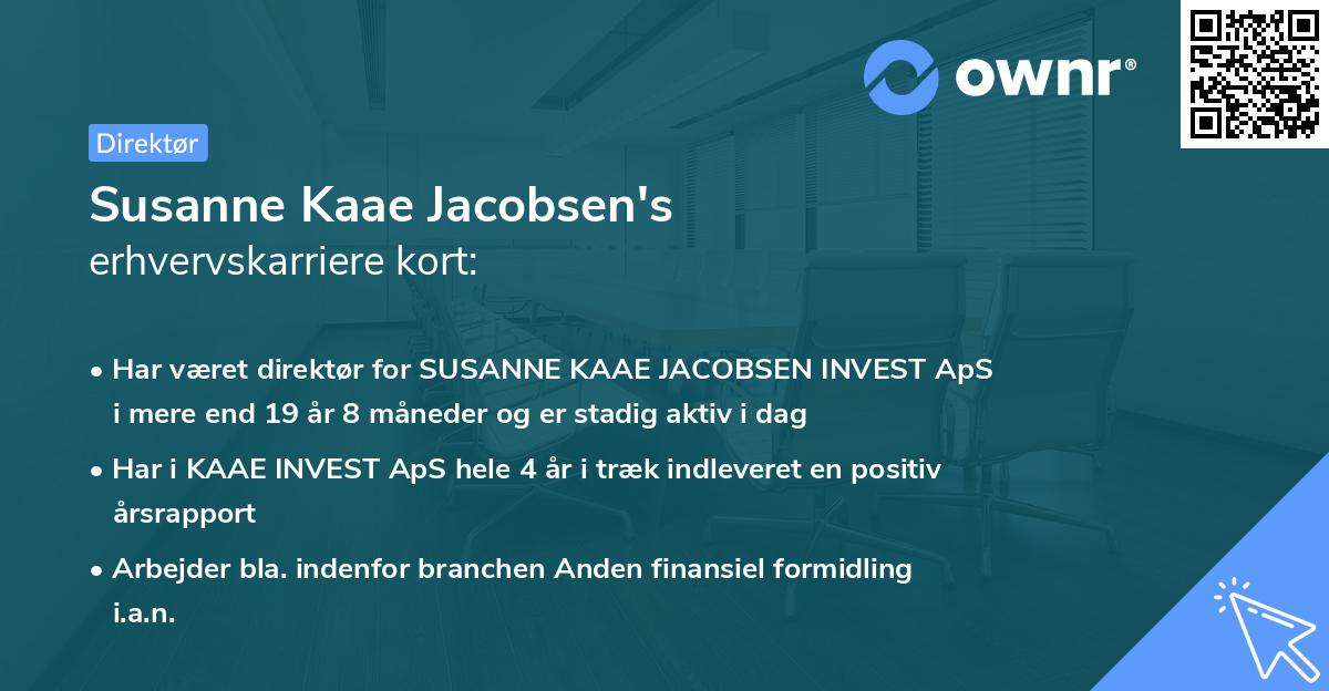 Susanne Kaae Jacobsen's erhvervskarriere kort