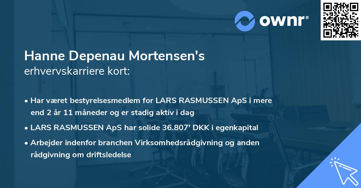 Hanne Depenau Mortensen's erhvervskarriere kort