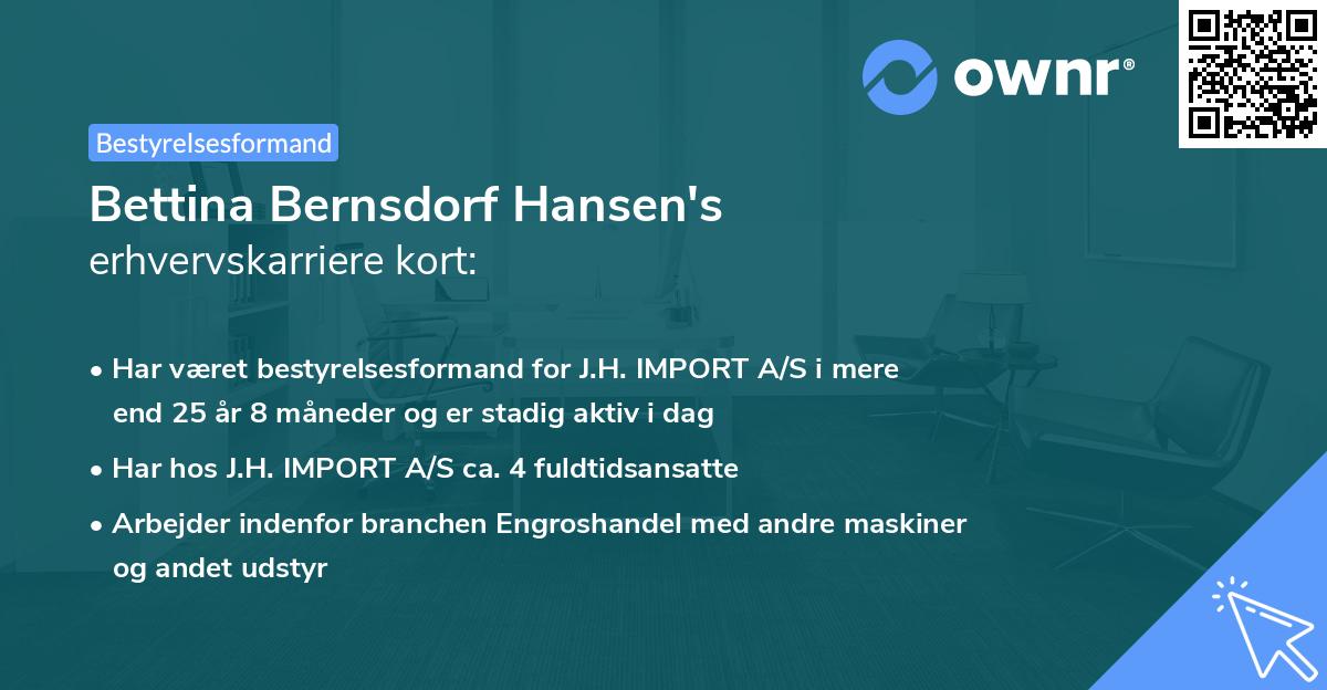 Bettina Bernsdorf Hansen's erhvervskarriere kort