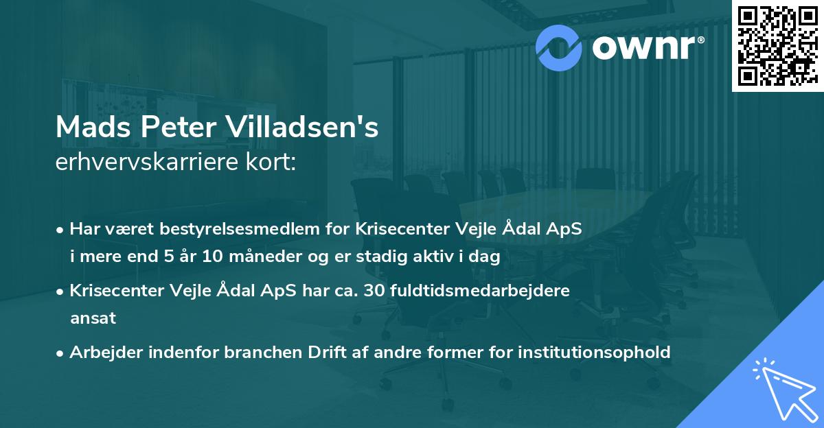 Mads Peter Villadsen's erhvervskarriere kort